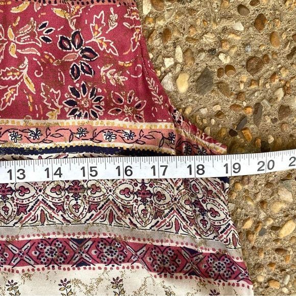 BeachLunchLounge Boho Floral Shift Tassel Tie Mixed Pattern Dress Size L - Picture 3 of 7